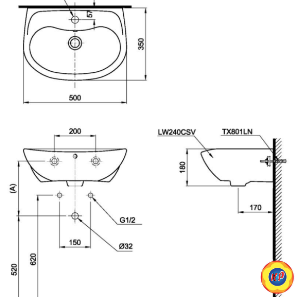 Chậu Rửa Lavabo TOTO LT240CS Treo Tường