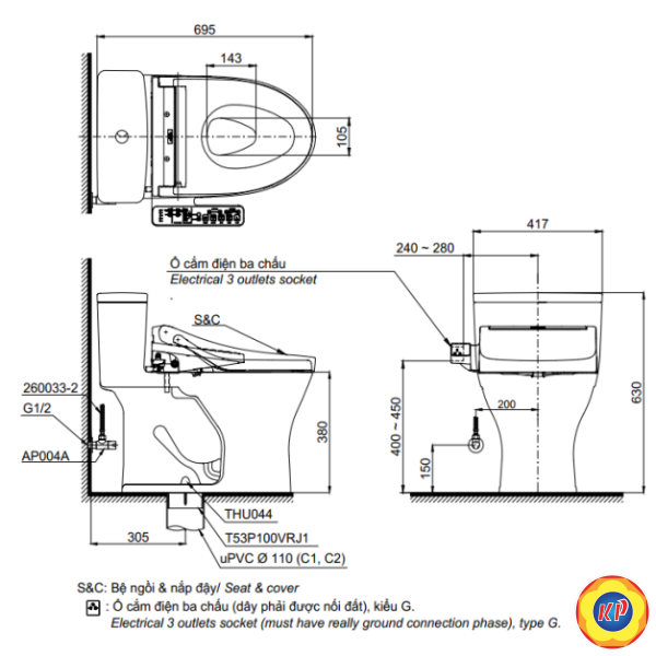 Bồn Cầu Điện Tử TOTO MS855DW16/TCF23410AAA C2