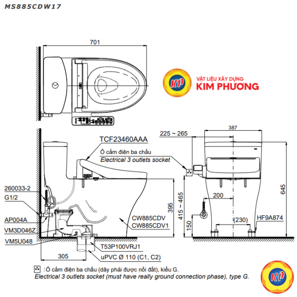 Bồn Cầu Điện Tử TOTO MS885CDW17/TCF23460AAA C2