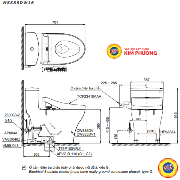 Bồn Cầu Điện Tử TOTO MS885DW16/TCF23410AAA C2