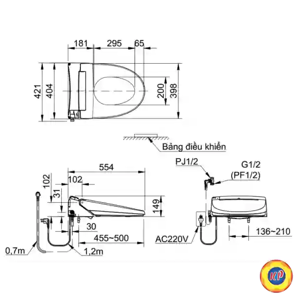 Nắp Điện Tử INAX CW-KA22AVN (CWKA22AVN) Bảng Điều Khiển Từ Xa