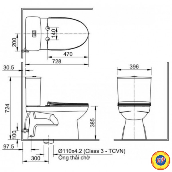 Bồn Cầu INAX C-514VAN (C514VAN) 2 Khối Nắp ÊM