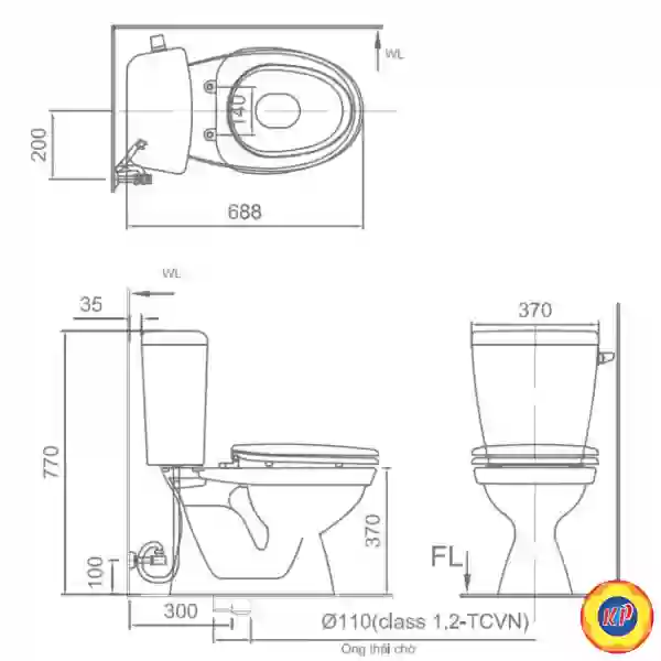 Bồn Cầu INAX C-117VA (C117VA) 2 Khối Xả Gạt Nắp Thường