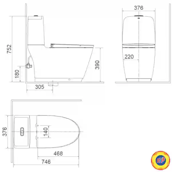 Bồn Cầu INAX ACT-832/CW-S32VN 2 Khối Xả Không Chạm Nắp Rửa Cơ
