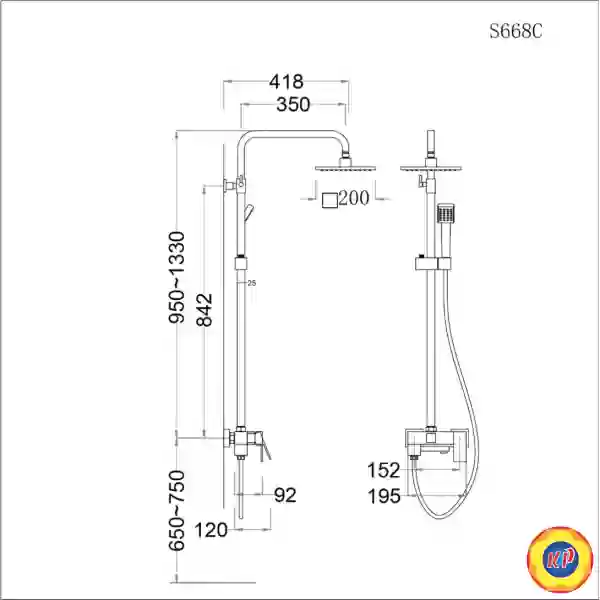 Bộ Vòi Sen Cây Nóng Lạnh CAESAR S668C