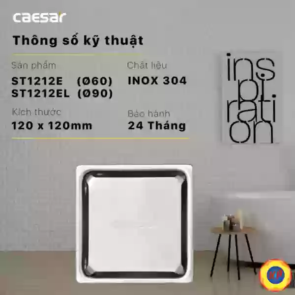 Phễu Thoát Sàn CAESAR ST1212E (Ø60)