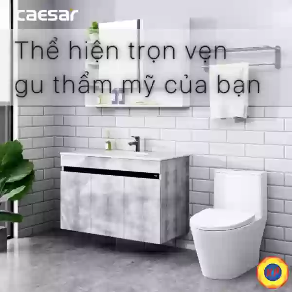 Bộ Tủ Lavabo Caesar Treo Tường LF5028/EH05028ASV Màu Xám
