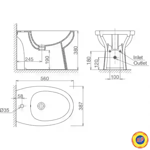Bồn Tiểu Nữ Viglacera VB5 Đặt Sàn
