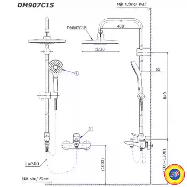 Bộ Sen Cây TOTO TBV03427V/DGH108ZR/DM907C1S Nhiệt Độ Nhật