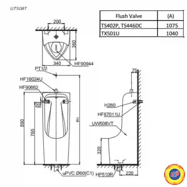 Bồn Tiểu Nam TOTO UT508T#XW Đặt Sàn
