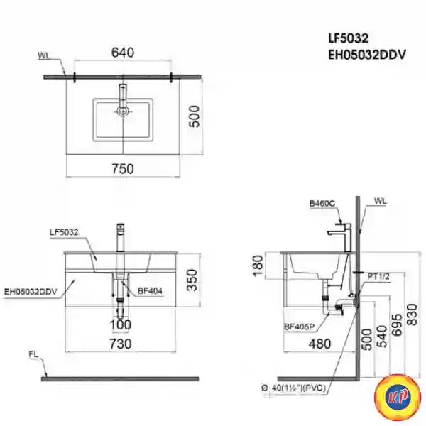 Bộ Tủ Lavabo Caesar Treo Tường LF5032/EH05032DDV