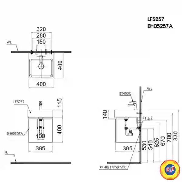 Bộ Tủ Lavabo Caesar LF5257/EH05257AV