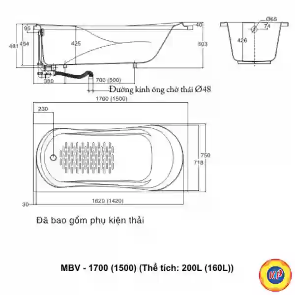 Bồn Tắm Xây Inax MBV-1500 (MBV1500) Galaxy 1.5M