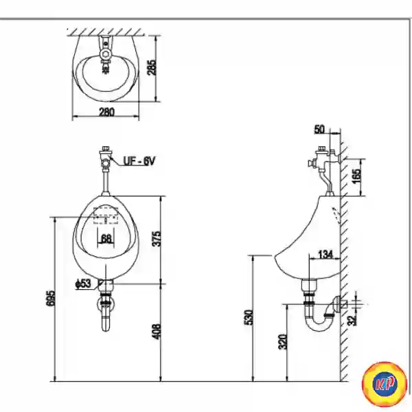 Bồn Tiểu Nam Inax U-116V Treo Tường