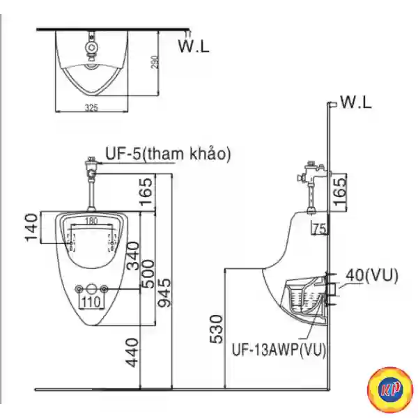 Bồn Tiểu Nam Inax U-440V Treo Tường