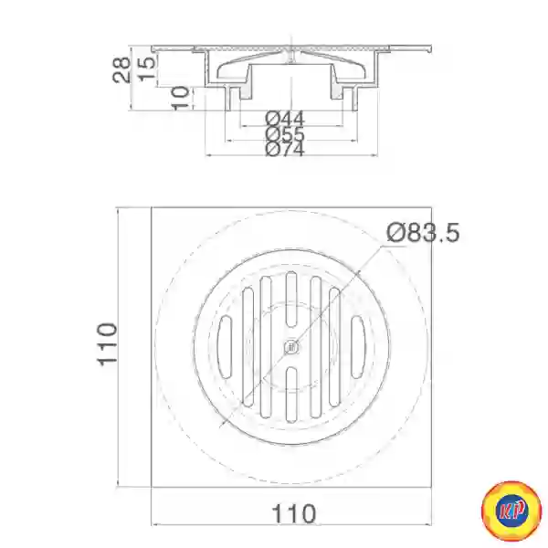 Phễu Thoát Sàn Inax PBFV-110 Vuông 110x110 (Ø60)