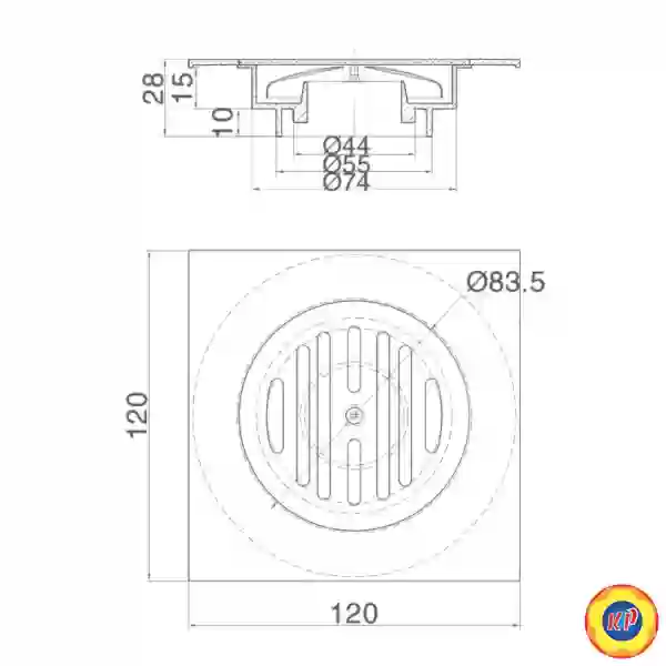 Phễu Thoát Sàn Inax PBFV-120 Vuông 120x120 (Ø60)