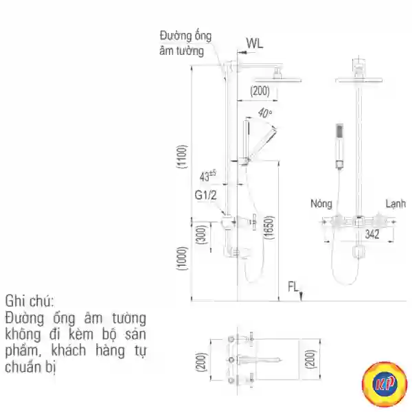 Vòi Sen Tắm Âm Tường Inax BFV-81SEHW (BFV81SEHW) Nóng Lạnh