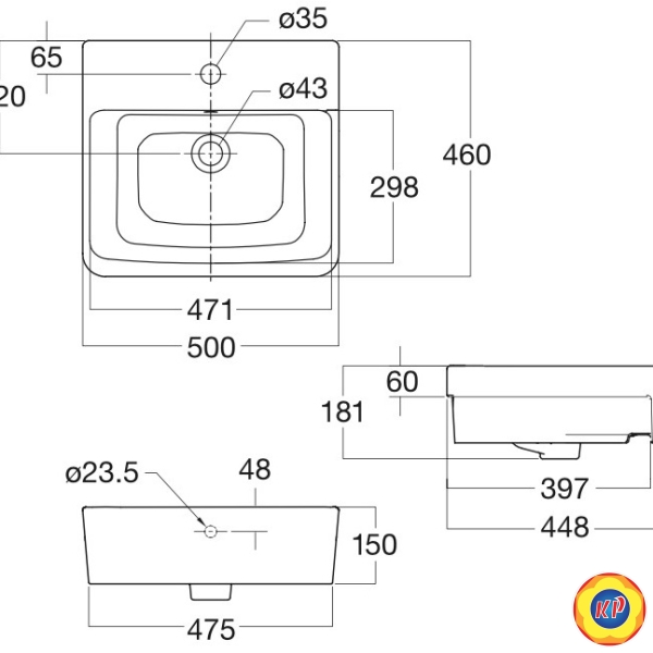 Chậu Lavabo Bán Âm American Standard VF-0519