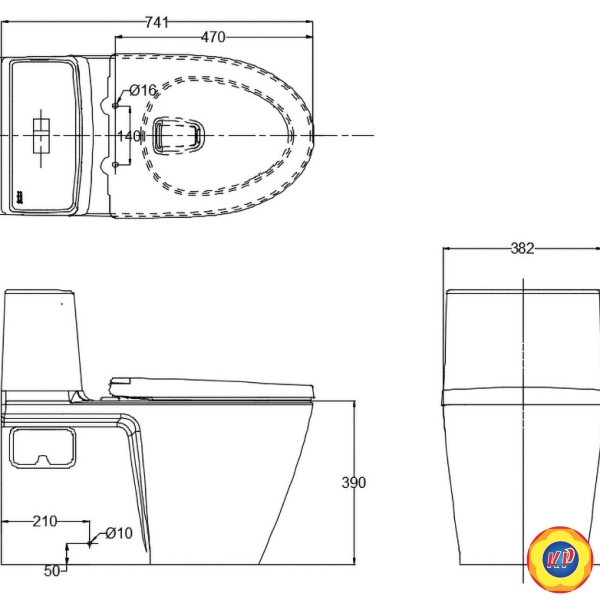 Bồn Cầu 1 Khối American Standard VF-1808ET Dòng Acacia Supasleek