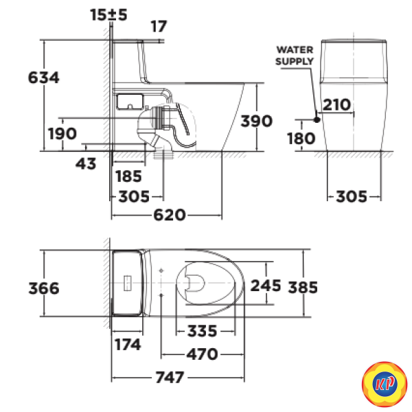 Bồn Cầu 1 Khối American Standard VF-1808TSW Nắp Rửa Cơ