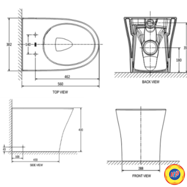 Bồn Cầu Đặt Sàn American Standard VF-2141P Nắp WP-C119 Thoát Ngang