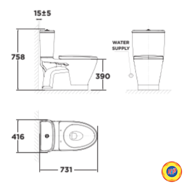 Bồn Cầu 2 Khối American Standard VF-2162S Nắp Rửa Cơ