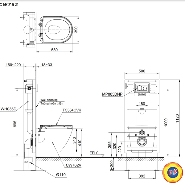 Bồn Cầu TOTO CW762/TC384CVK/WH172A/MB174P#SS Treo Tường
