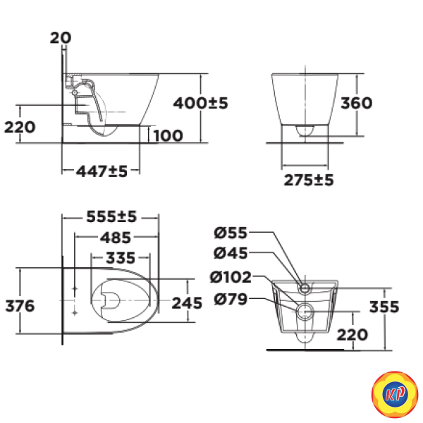 Bồn Cầu Treo Tường American Standard VF-3119V/CTSS1808-1M/G3004A/VPTL-3815