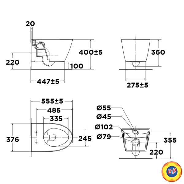 Bồn Cầu Treo Tường American Standard VF-3119E Nắp WP-C119