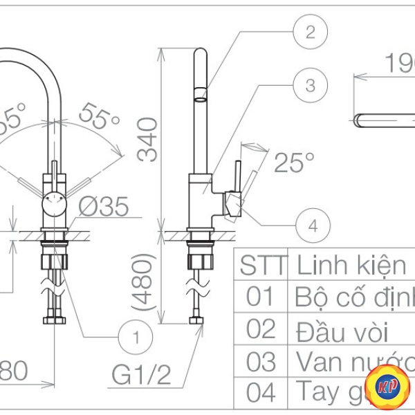 Vòi Bếp Viglacera VG731 (VSD7031)Nóng Lạnh