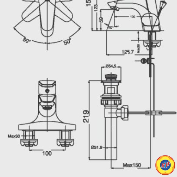 Vòi Chậu Lavabo Inax LFV-111S Nóng Lạnh Chậu 3 Lỗ