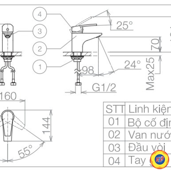 Vòi Lavabo Viglacera VG168 Nóng Lạnh