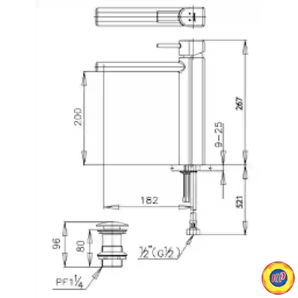 Vòi Lavabo COTTO CT2043AY Enrico Nóng Lạnh Cổ Cao