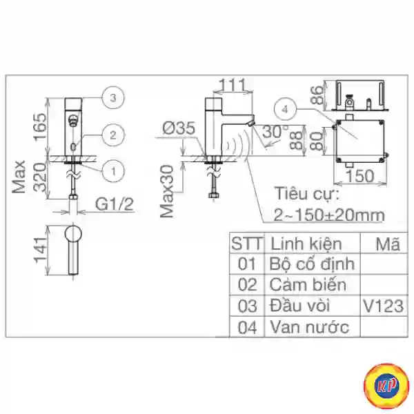 Vòi Lavabo Viglacera VG1023 Cảm Ứng Pin
