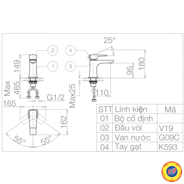 Vòi Lavabo Viglacera VG143 Nóng Lạnh