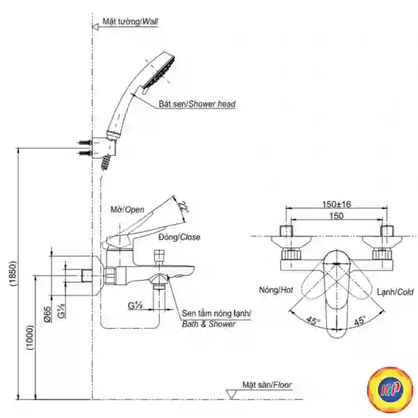 Vòi Sen Tắm TOTO TBS04302V/DGH104ZR Nóng Lạnh