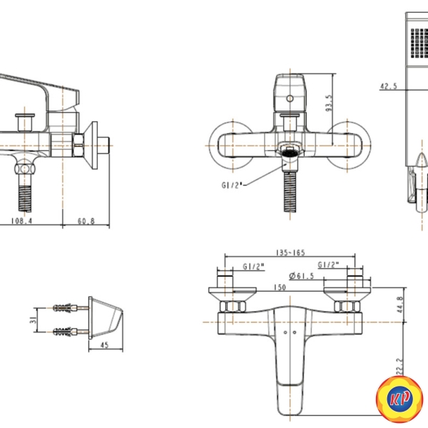 Vòi Sen American Standard WF-0411 Concept Square Nóng Lạnh