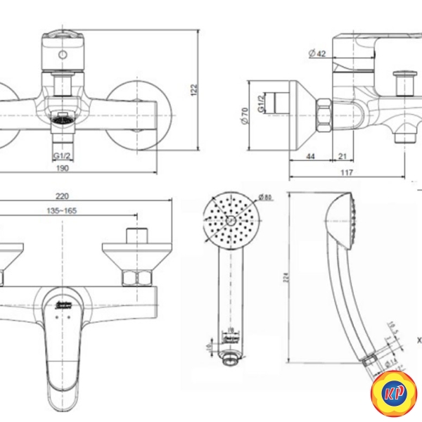 Vòi Sen American Standard WF-0711 Neo Modern Nóng Lạnh