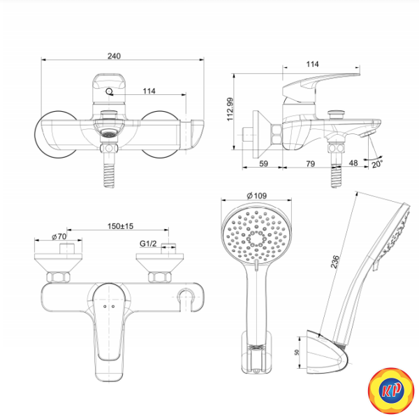 Vòi Sen American Standard WF-0911 Milano Nóng Lạnh