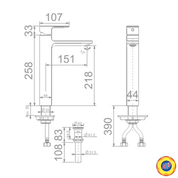 Vòi Lavabo American Standard WF-1302 Acacia E Nóng Lạnh