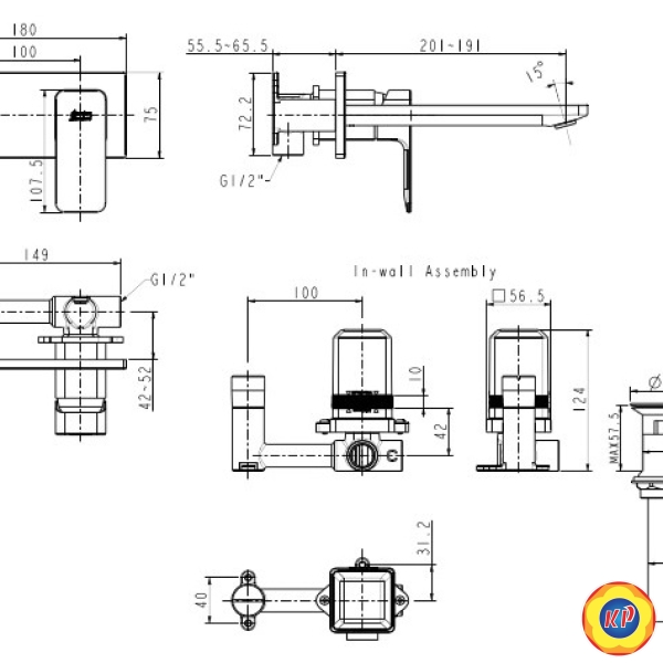 Vòi Lavabo  American Standard WF-1304 Acacia E Âm Tường