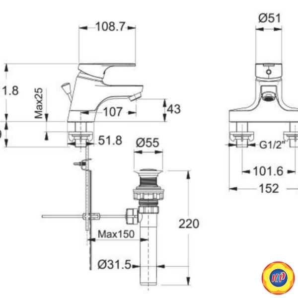Vòi Lavabo American Standard WF-1401 Concept Nóng Lạnh