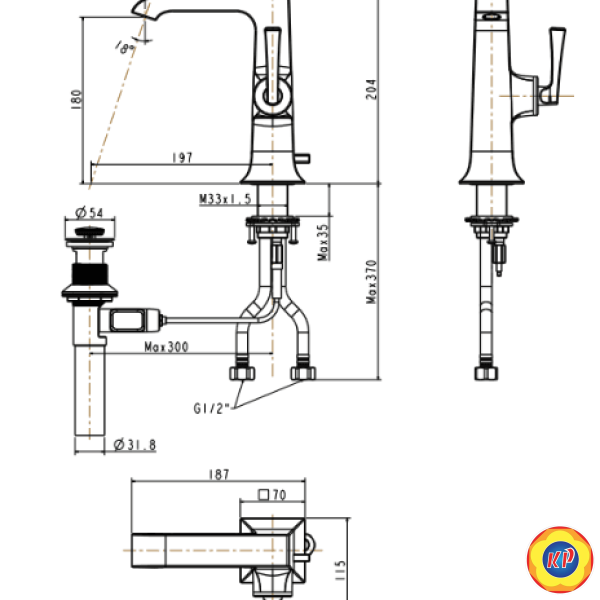 Vòi Lavabo American Standard WF-1601 Kastello Nóng Lạnh