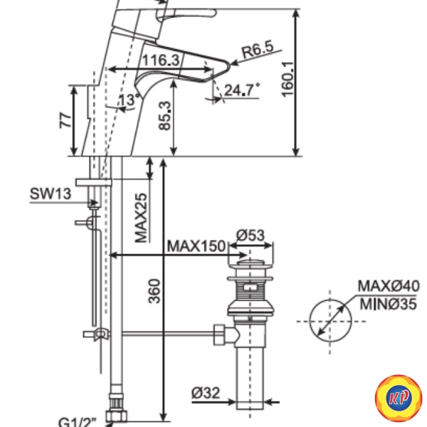 Vòi Lavabo American Standard WF-3907 Active Nóng Lạnh