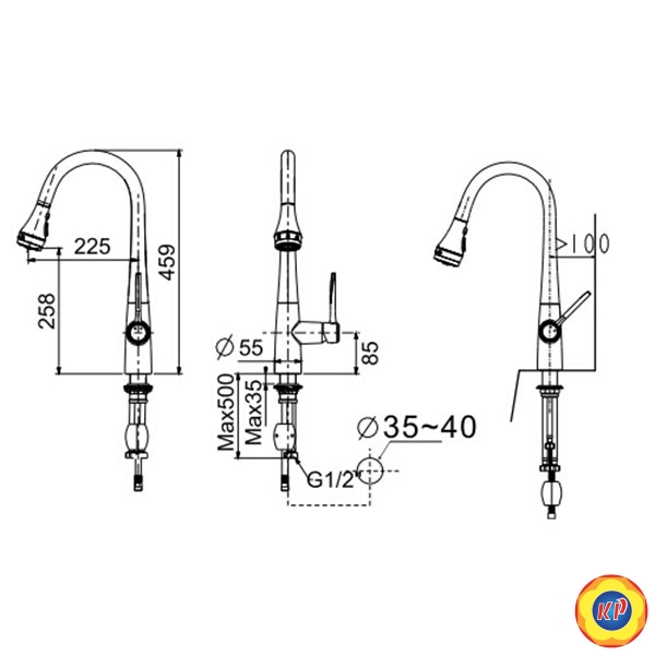 Vòi Rửa Chén Dây Rút Nóng Lạnh American Standard WF-5634