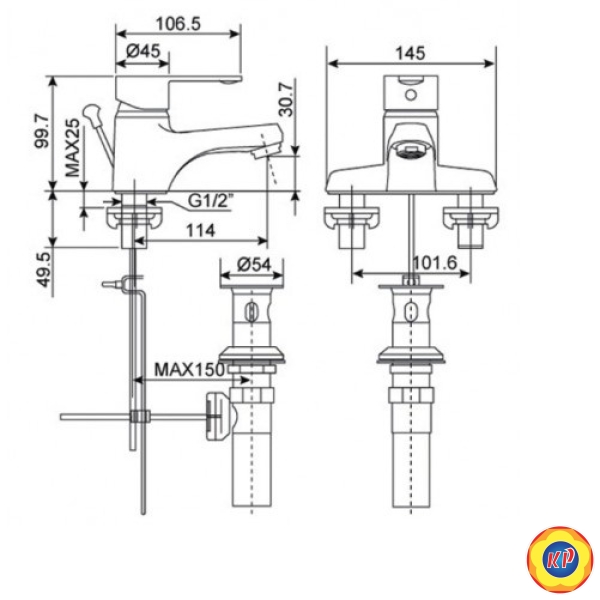 Vòi Lavabo 3 Lỗ American Standard WF-6502 Seva Nóng Lạnh