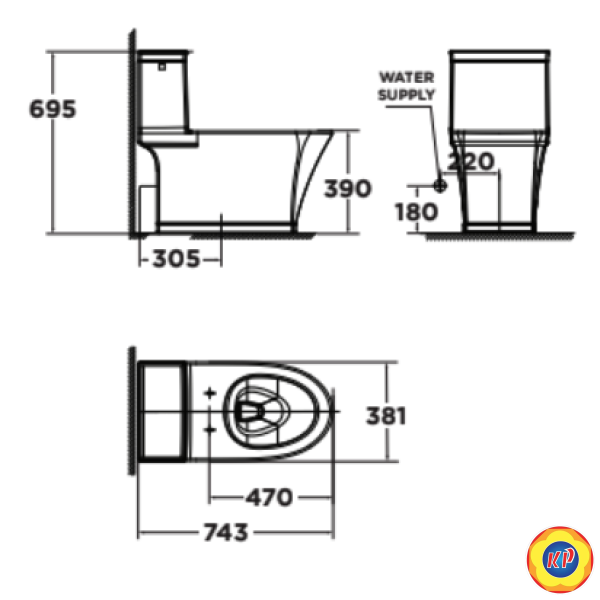 Bồn Cầu 1 khối American Standard WP-2025 Dòng Kastello