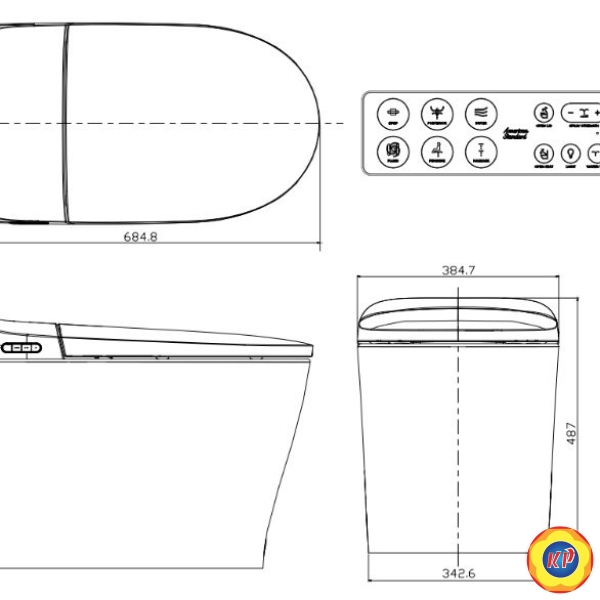 Bồn Cầu Thông Minh American Standard WP-70DY  e-Lite Tự Động