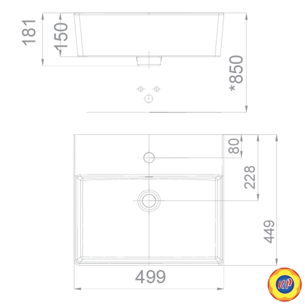 Chậu Lavabo Đặt Bàn American Standard WP-F613 Square
